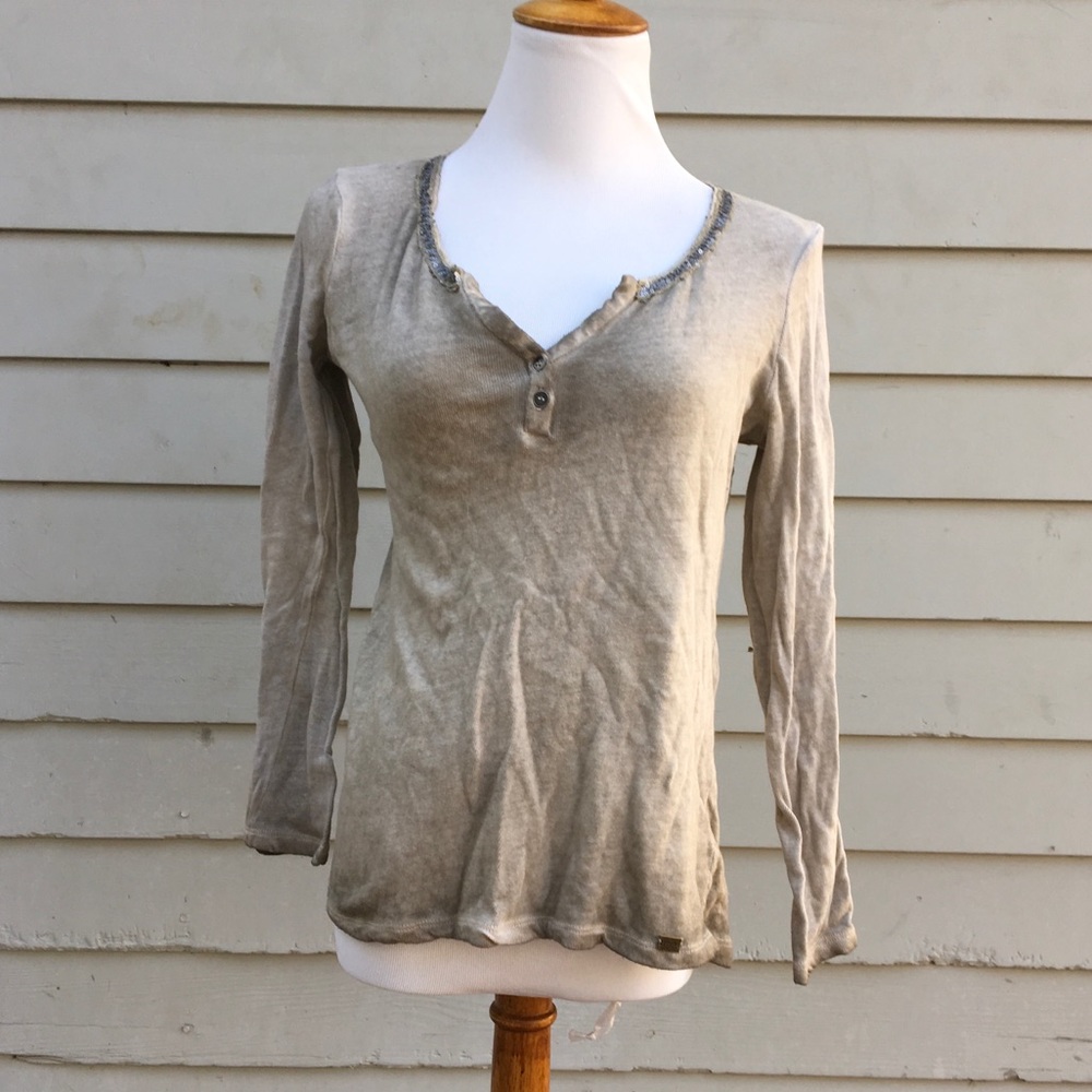 Oatmeal Long Sleeve V-Neck (L)